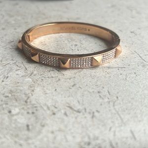 MK rose gold studded cz bangle bracelet